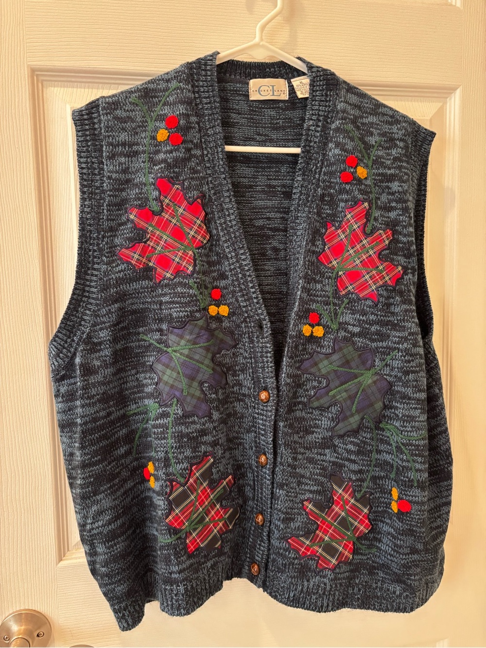 Vintage Cricket Lane Plaid Leaf Fall Sweater Vest - Picture 1 of 7